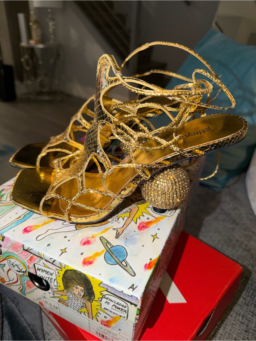 JEFFREY CAMPBELL Gold “LE- FREAK sandal. New in box. - Picture 6 of 7
